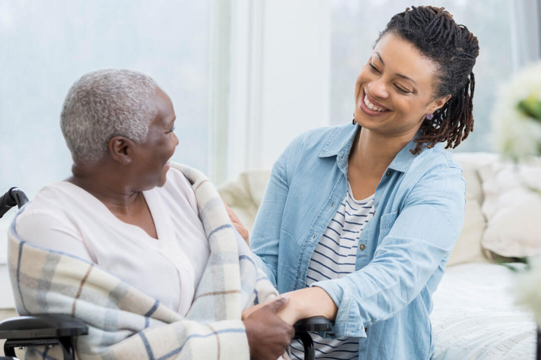 Caregiver with senior client